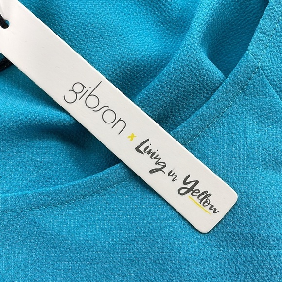Gibson x Living in Yellow NWT Turquoise Maggie Twist Hem Top Size Medium - Picture 9 of 11